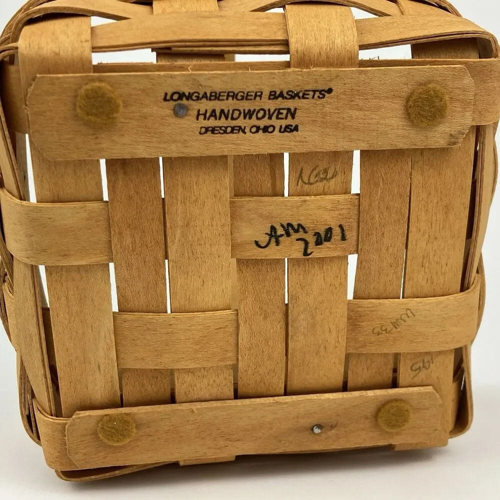 Longaberger Tarragon Booking Basket Set 2001 | Signed Retired Handle VTG (11830)